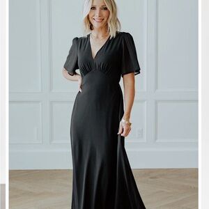 Baltic Born Black V-Neck Maxi Dress